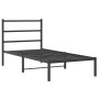 Bed frame with black metal headboard 90x190 cm by , Beds and slatted bases - Ref: Foro24-355357, Price: 61,14 €, Discount: %