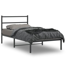 Estructura de cama con cabecero metal negro 100x200 cm de , Camas y somieres - Ref: Foro24-355360, Precio: 60,99 €, Descuento: %