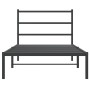 Bed frame with black metal headboard 100x200 cm by , Beds and slatted bases - Ref: Foro24-355360, Price: 64,24 €, Discount: %