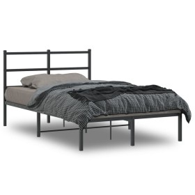 Estructura de cama con cabecero metal negro 120x190 cm de , Camas y somieres - Ref: Foro24-355362, Precio: 82,15 €, Descuento: %