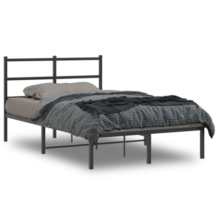 Estructura de cama con cabecero metal negro 120x190 cm de , Camas y somieres - Ref: Foro24-355362, Precio: 92,48 €, Descuento: %