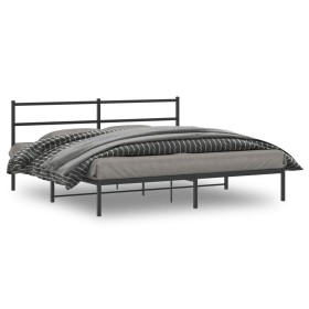 Estructura de cama con cabecero metal negro 180x200 cm de , Camas y somieres - Ref: Foro24-355369, Precio: 105,99 €, Descuent...