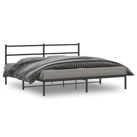 Bed frame with black metal headboard 180x200 cm by , Beds and slatted bases - Ref: Foro24-355369, Price: 102,68 €, Discount: %