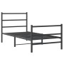 Bed frame with headboard and black metal footboard 90x200 cm by , Beds and slatted bases - Ref: Foro24-355376, Price: 78,03 €...