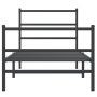 Bed frame with headboard and black metal footboard 90x200 cm by , Beds and slatted bases - Ref: Foro24-355376, Price: 78,03 €...