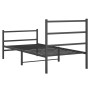 Bed frame with headboard and black metal footboard 90x200 cm by , Beds and slatted bases - Ref: Foro24-355376, Price: 78,03 €...