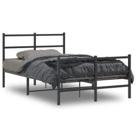 Bed frame with headboard and black metal footboard 120x200cm by , Beds and slatted bases - Ref: Foro24-355381, Price: 93,90 €...