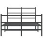 Bed frame with headboard and black metal footboard 120x200cm by , Beds and slatted bases - Ref: Foro24-355381, Price: 93,90 €...