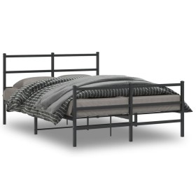 Estructura de cama con cabecero y estribo metal negro 140x190cm de , Camas y somieres - Ref: Foro24-355383, Precio: 96,99 €, ...