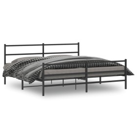 Bed frame with headboard and black metal footboard 183x213cm by , Beds and slatted bases - Ref: Foro24-355388, Price: 112,99 ...