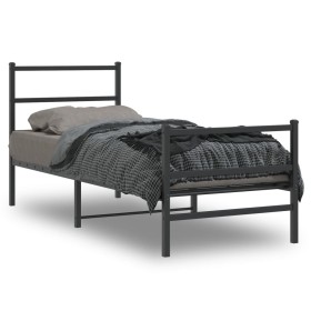 Estructura de cama con cabecero y estribo metal negro 80x200 cm de , Camas y somieres - Ref: Foro24-355374, Precio: 62,99 €, ...