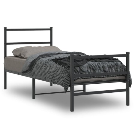 Estructura de cama con cabecero y estribo metal negro 80x200 cm de , Camas y somieres - Ref: Foro24-355374, Precio: 61,59 €, ...