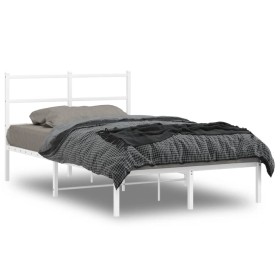 Metal bed frame with white headboard 120x190 cm by , Beds and slatted bases - Ref: Foro24-355411, Price: 82,99 €, Discount: %