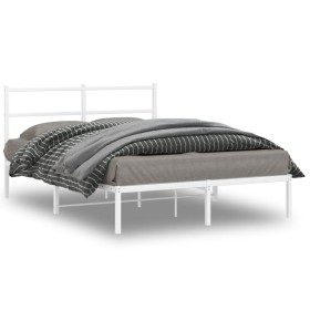 Metal bed frame with white headboard 135x190 cm by , Beds and slatted bases - Ref: Foro24-355413, Price: 88,99 €, Discount: %