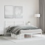 Estructura de cama de metal con cabecero blanca 135x190 cm de , Camas y somieres - Ref: Foro24-355413, Precio: 88,99 €, Descu...