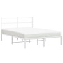 Estructura de cama de metal con cabecero blanca 135x190 cm de , Camas y somieres - Ref: Foro24-355413, Precio: 88,99 €, Descu...