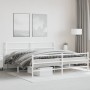 Estructura cama metal con cabecero y estribo blanco 200x200 cm de , Camas y somieres - Ref: Foro24-355439, Precio: 116,68 €, ...