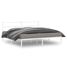 Estructura de cama de metal con cabecero blanco 180x200 cm de , Camas y somieres - Ref: Foro24-355418, Precio: 98,99 €, Descu...