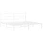 Metal bed frame with white headboard 180x200 cm by , Beds and slatted bases - Ref: Foro24-355418, Price: 98,99 €, Discount: %