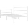 Estructura cama metal con cabecero y estribo blanco 100x190 cm de , Camas y somieres - Ref: Foro24-355426, Precio: 67,74 €, D...