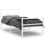 Metal bed frame with headboard and white footboard 90x190 cm by , Beds and slatted bases - Ref: Foro24-355424, Price: 65,38 €...