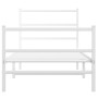 Metal bed frame with headboard and white footboard 90x190 cm by , Beds and slatted bases - Ref: Foro24-355424, Price: 65,38 €...