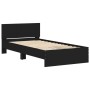 Bed frame with black engineered wood headboard 100x200 cm by , Beds and slatted bases - Ref: Foro24-838618, Price: 76,36 €, D...