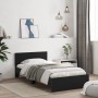 Bed frame with black engineered wood headboard 100x200 cm by , Beds and slatted bases - Ref: Foro24-838618, Price: 76,36 €, D...