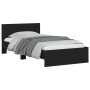 Bed frame with black engineered wood headboard 100x200 cm by , Beds and slatted bases - Ref: Foro24-838618, Price: 76,36 €, D...