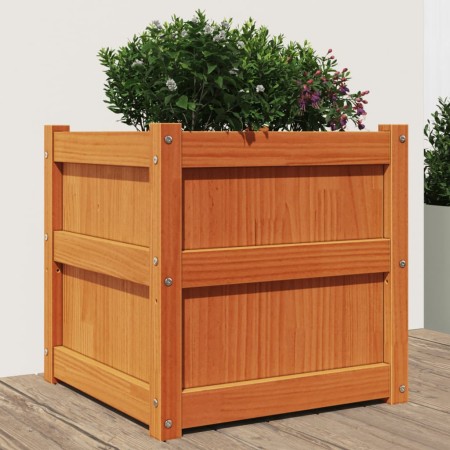 Outdoor planter made of solid pine wood, brown wax finish, 50x50x50 cm. by , Pots and planters - Ref: Foro24-837418, Price: 5...