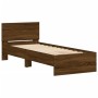 Estructura de cama cabecero luces LED roble marrón 90x200 cm de , Camas y somieres - Ref: Foro24-838812, Precio: 113,76 €, De...