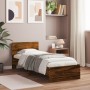 Bed frame headboard LED lights smoked oak 90x200 cm by , Beds and slatted bases - Ref: Foro24-838810, Price: 110,61 €, Discou...