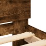 Bed frame headboard LED lights smoked oak 90x200 cm by , Beds and slatted bases - Ref: Foro24-838810, Price: 110,61 €, Discou...