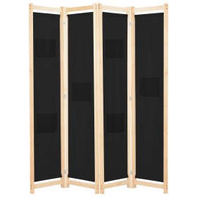 Divider screen with 4 black fabric panels 160x170x4 cm by vidaXL, Room dividers - Ref: Foro24-248184, Price: 71,99 €, Discoun...