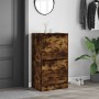 Shoe cabinet with 2 folding drawers in smoked oak, 60x42x108 cm. by , Shoe racks and shoe organizers - Ref: Foro24-3214389, P...