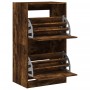 Shoe cabinet with 2 folding drawers in smoked oak, 60x42x108 cm. by , Shoe racks and shoe organizers - Ref: Foro24-3214389, P...