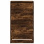 Shoe cabinet with 2 folding drawers in smoked oak, 60x42x108 cm. by , Shoe racks and shoe organizers - Ref: Foro24-3214389, P...