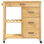 Carrito de cocina MONZA madera maciza de pino 84x40x90 cm de , Carros de cocina y comedor - Ref: Foro24-376115, Precio: 164,7...