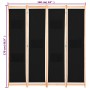 Divider screen with 4 black fabric panels 160x170x4 cm by vidaXL, Room dividers - Ref: Foro24-248184, Price: 71,63 €, Discoun...