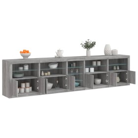 Aparador con luces LED gris Sonoma 283x37x67 cm de , Aparadores - Ref: Foro24-3209028, Precio: 304,99 €, Descuento: %