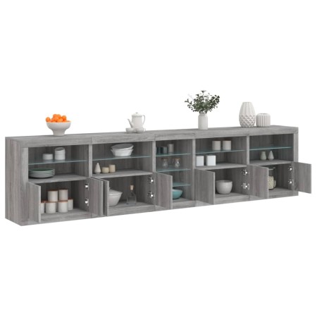 Aparador con luces LED gris Sonoma 283x37x67 cm de , Aparadores - Ref: Foro24-3209028, Precio: 336,66 €, Descuento: %