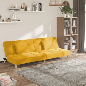 Sofá cama de 2 plazas con dos almohadas tela color amarillo de , Sofás - Ref: Foro24-375797, Precio: 230,99 €, Descuento: %