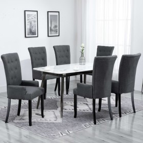 Sillas de comedor con reposabrazos 6 unidades tela gris oscuro de , Sillas de comedor - Ref: Foro24-276910, Precio: 891,52 €,...