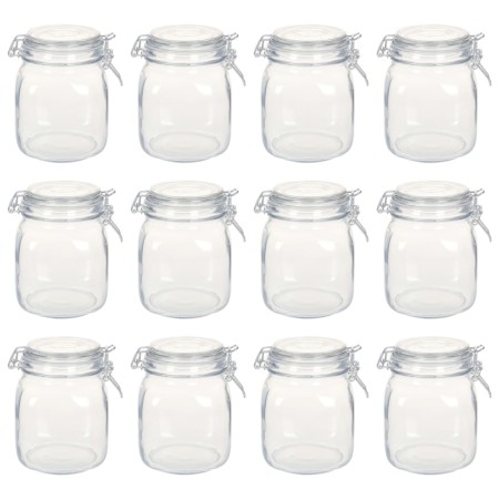 Glass jars with airtight seal 12 units 1 L by vidaXL, honey jars - Ref: Foro24-50823, Price: 47,03 €, Discount: %