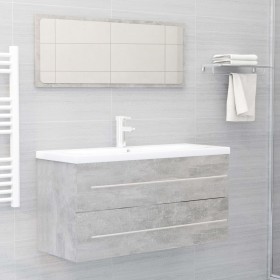 Concrete gray plywood 2-piece bathroom furniture set by , Bathroom furniture - Ref: Foro24-804858, Price: 83,99 €, Discount: %