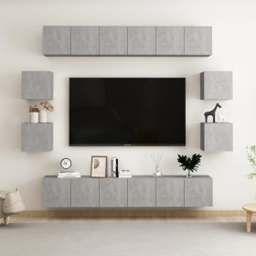 Living room furniture set 10 pieces concrete gray engineered wood by , TV Furniture - Ref: Foro24-3079067, Price: 276,99 €, D...