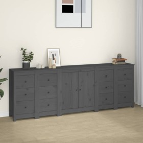 Sideboard aus massivem, grauem Kiefernholz, 230 x 35 x 80 cm von , Sideboards - Ref: Foro24-3114086, Preis: 342,99 €, Rabatt: %