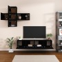 7-piece black plywood TV furniture set by , TV Furniture - Ref: Foro24-3114503, Price: 231,35 €, Discount: %