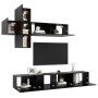 7-piece black plywood TV furniture set by , TV Furniture - Ref: Foro24-3078814, Price: 223,99 €, Discount: %