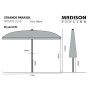 Madison Patmos Luxe rectangular umbrella 210x140 cm light gray by , Umbrellas - Ref: Foro24-423698, Price: 83,18 €, Discount: %